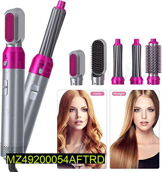 5-in-1 Hair Styler – Multi-Function Professional Hair Dryer, Curler, Comb & Straightener