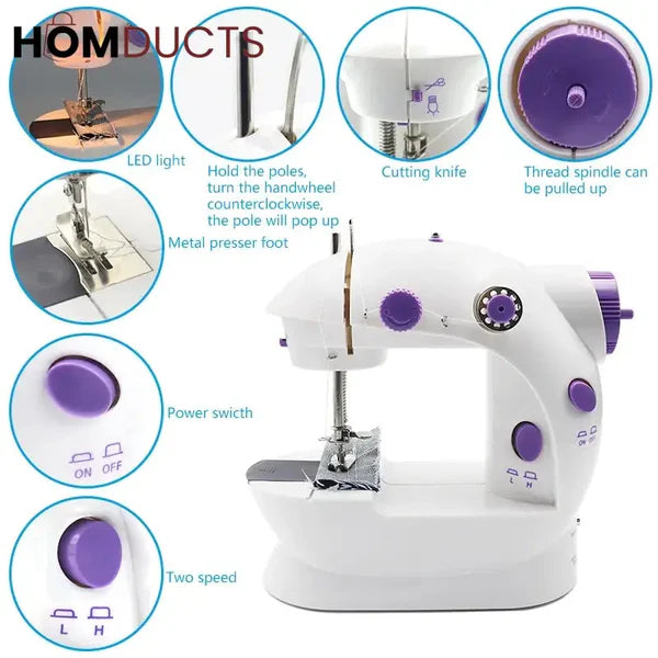 Portable Mini Dual-Speed Electric Sewing Machine with Foot Pedal & Accessory Kit – Compact & Easy Stitching Machine