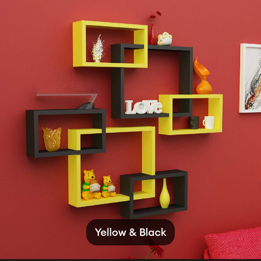 Wall Mounted Wooden Decorative Shelves | Modern Home & Office Storage Display Rack