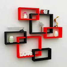 Wall Mounted Wooden Decorative Shelves | Modern Home & Office Storage Display Rack