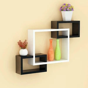 Wall Mounted Wooden Decorative Shelves | Modern Home & Office Storage Display Rack