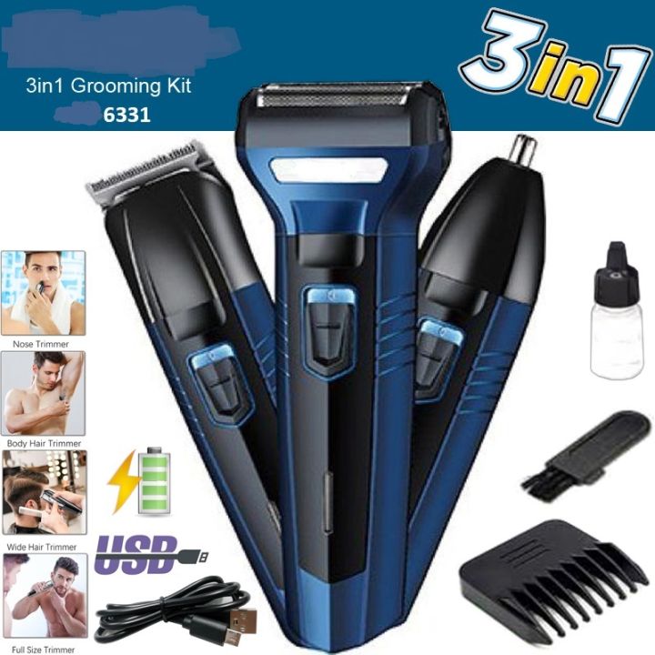 Shaving Machine 3 in 1 Rechargeable Hair Clipper & Shaver | Beard, Hair & Body Trimmer