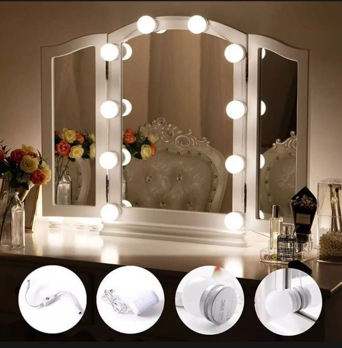 Dimmable LED Vanity Mirror Lights Kit – 10 Hollywood-Style Bulbs for Makeup & Dressing
