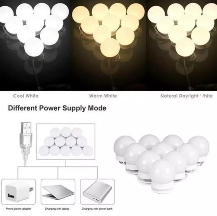 Dimmable LED Vanity Mirror Lights Kit – 10 Hollywood-Style Bulbs for Makeup & Dressing