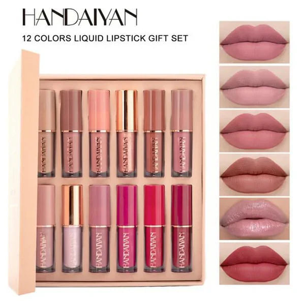 12 Colors Handaiyan Matte Liquid Lipstick Set | Long Lasting | Waterproof & Smudge Proof