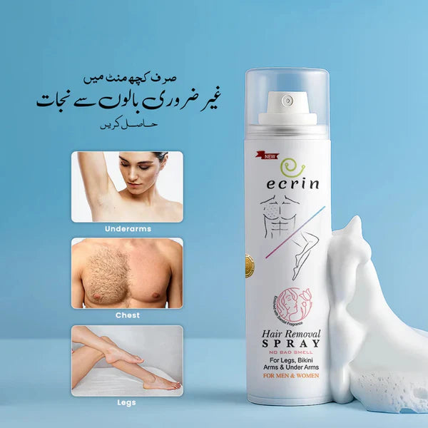 New Ecrin Hair Removal Foaming Spray – Instant Painless Hair Remover