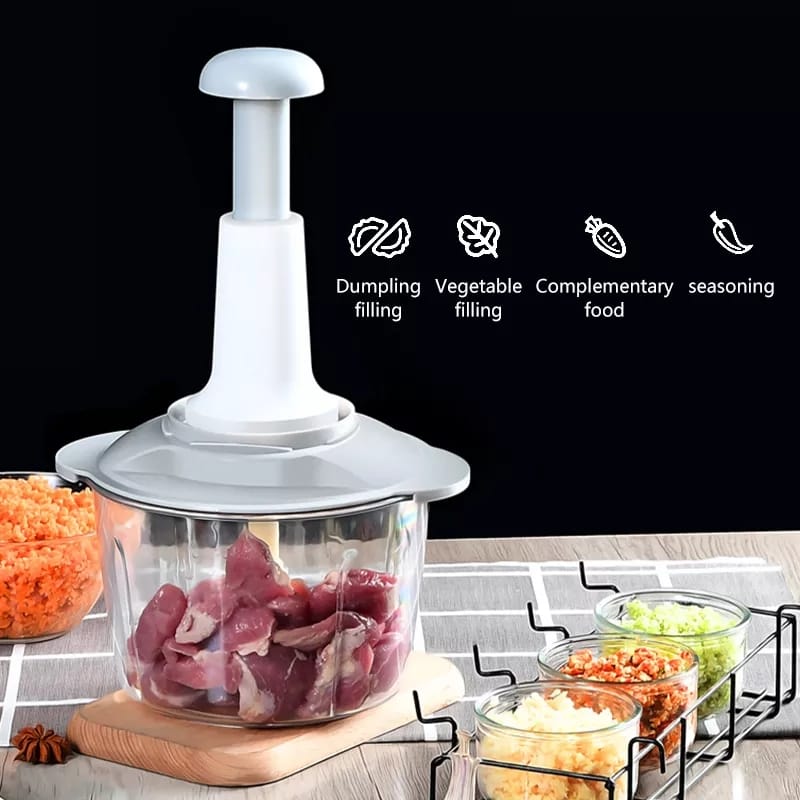 Manual Hand Food Chopper – Vegetable & Onion Cutter (No Electricity Required)