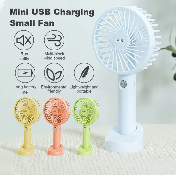 Portable USB Rechargeable Handheld Fan – Mini Electric Cooling Fan with 3 Speed Modes