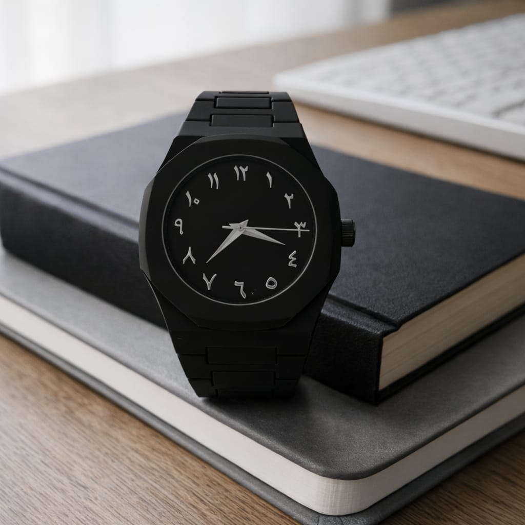Elegant Minimalist Octagonal Watch with Eastern Arabic Numerals | Premium Islamic Style Wrist Watch