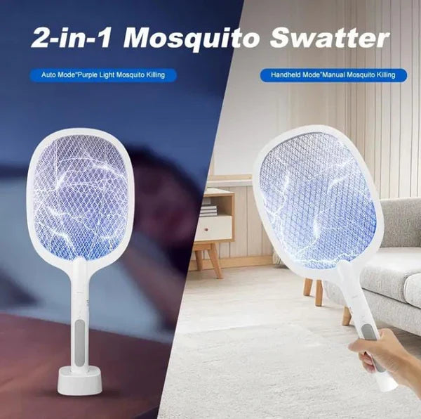 Rechargeable Mosquito Racket with Stand – Electric Insect Killer Bat