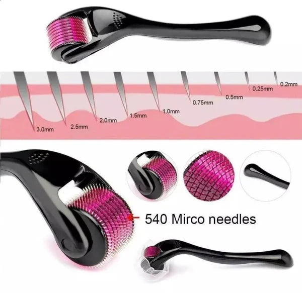 Derma Roller 0.5mm – 540 Micro Needles | Professional Microneedling for Face, Beard & Hair Growth