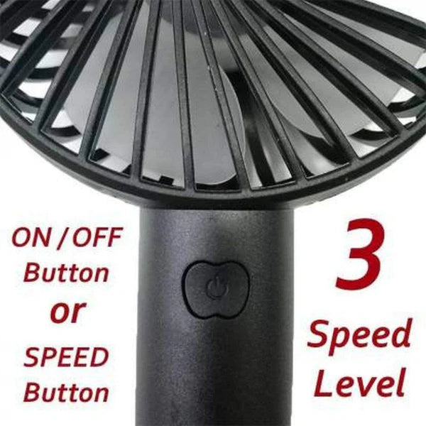Portable USB Rechargeable Handheld Fan – Mini Electric Cooling Fan with 3 Speed Modes