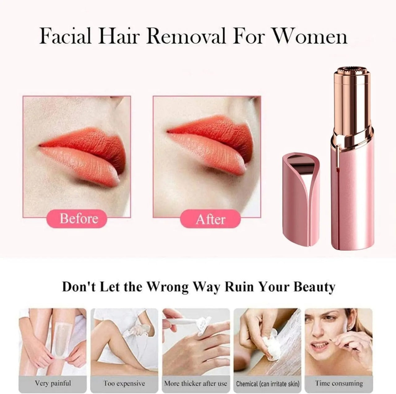 Facial Hair Remover for Women – Painless & Safe Electric Trimmer
