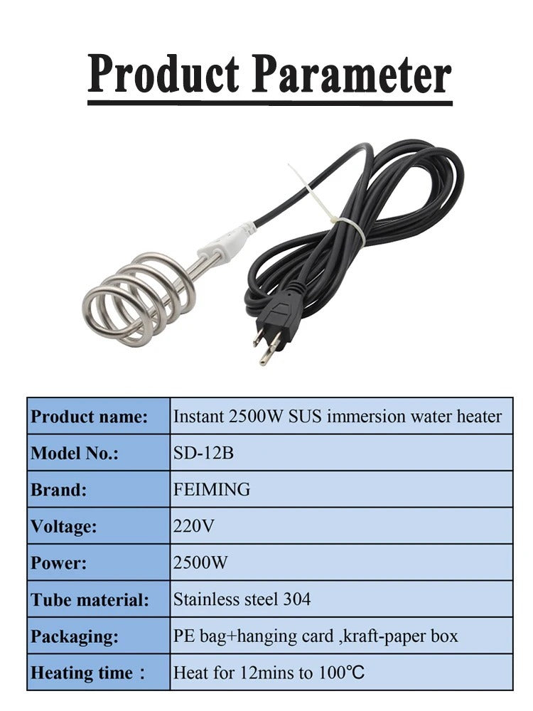 Electric Water Heater Coil – Portable Immersion Rod (Fast Heating)  📝 Product Description