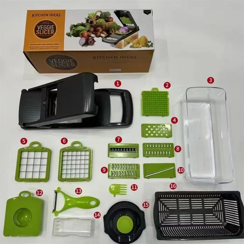 16 in 1 Vegetable Cutter Multi-Functional Slicer | Chopper, Dicer & Grater Set