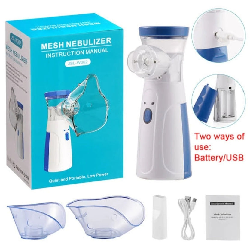 Portable Rechargeable Mesh Nebulizer Machine – Silent Handheld Inhaler for Adults & Kids | USB Dual Power
