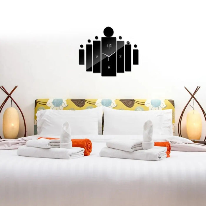 3D Tile Wooden Wall Clock – Decorative Wall Art for Home & Office