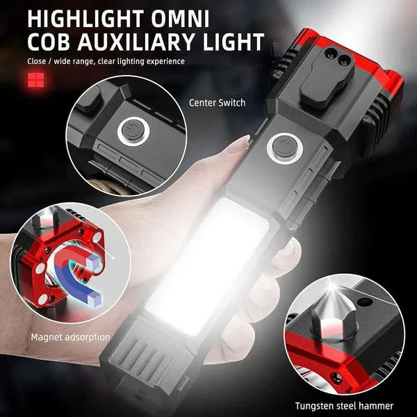 High-Power LED Torch Light | Rechargeable Flashlight with Power Bank