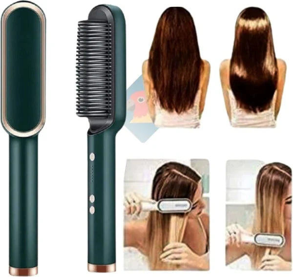 2-in-1 Hair Straightener Iron Brush Comb | Fast Heating & Anti-Frizz Styling Tool