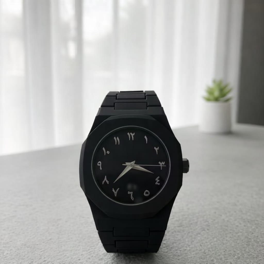 Elegant Minimalist Octagonal Watch with Eastern Arabic Numerals | Premium Islamic Style Wrist Watch