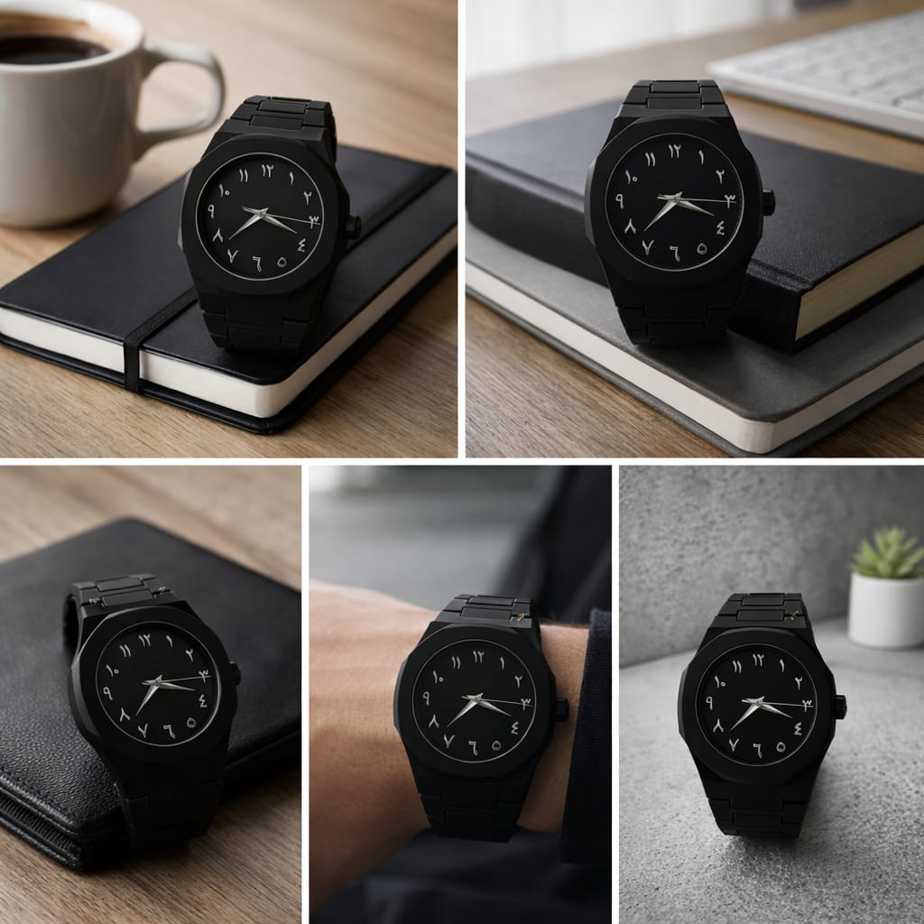 Elegant Minimalist Octagonal Watch with Eastern Arabic Numerals | Premium Islamic Style Wrist Watch