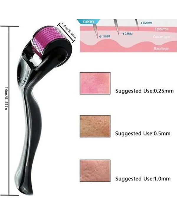 Derma Roller 0.5mm – 540 Micro Needles | Professional Microneedling for Face, Beard & Hair Growth