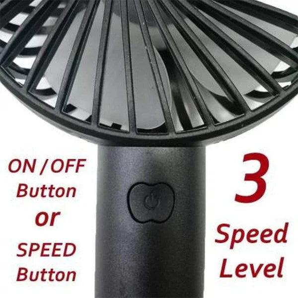 Portable USB Rechargeable Handheld Fan – Mini Electric Cooling Fan with 3 Speed Modes